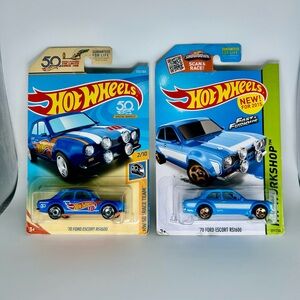 Hot Wheels Ford Escort Lot Of 2x - ‘70 Ford Escort RS1600 Blue 2x Fast & Furious